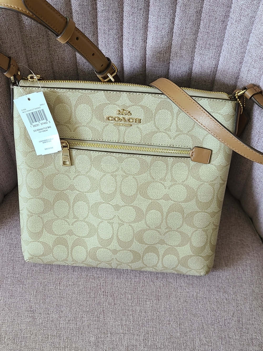 Coach Signature Canvas Crossbody Bag in Khaki/Tan